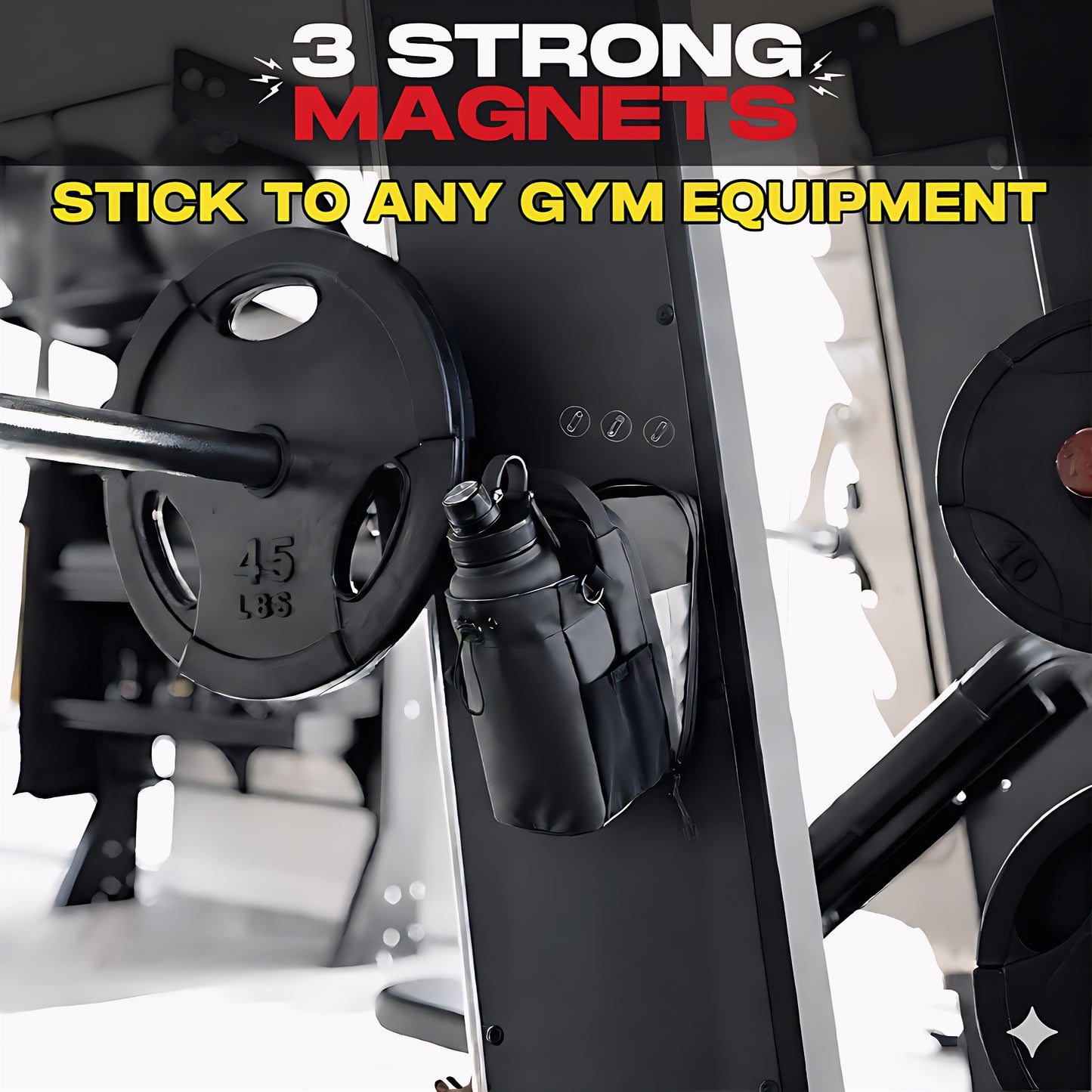 3-Magnet Gym Bag | Secure Phone & Bottle