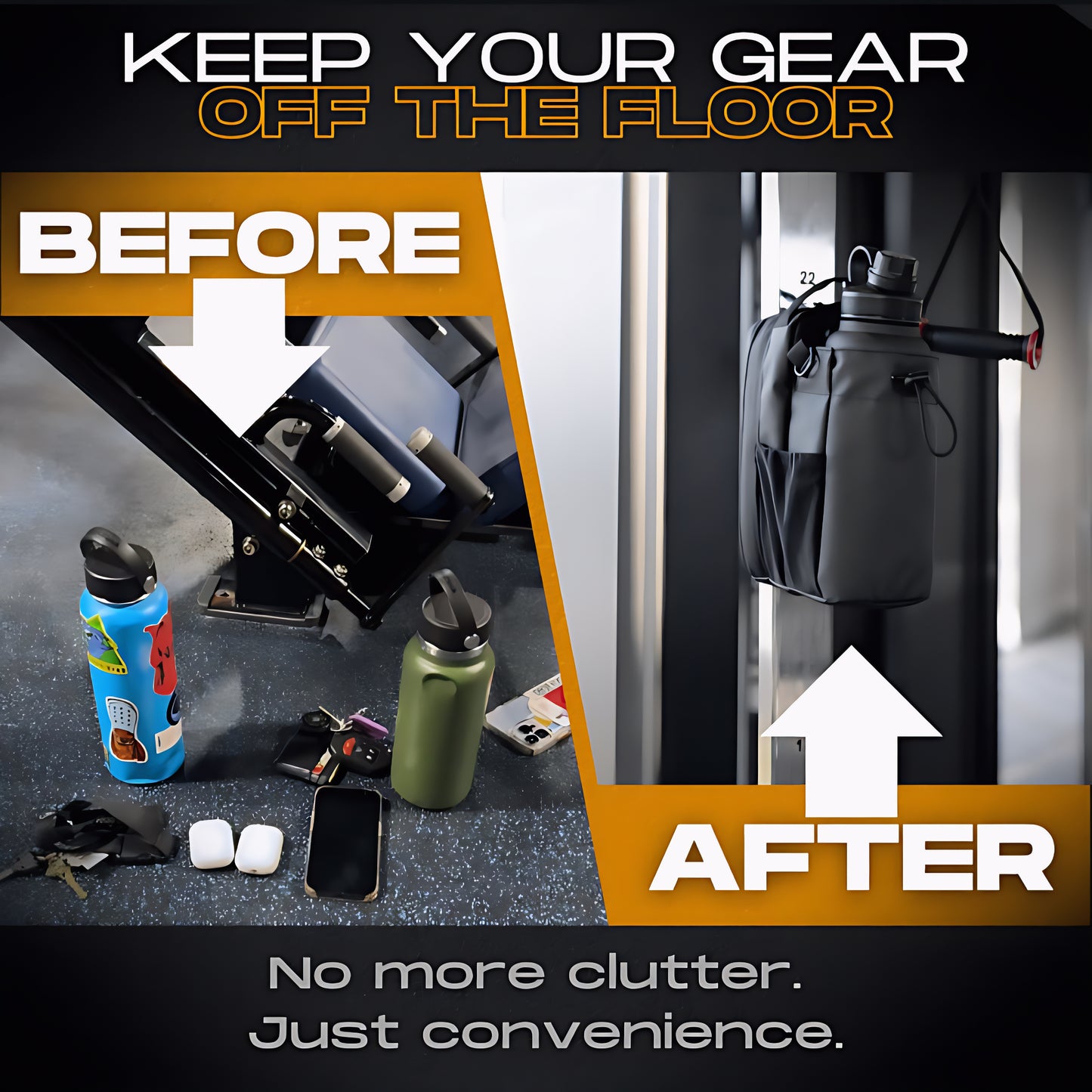 3-Magnet Gym Bag | Secure Phone & Bottle